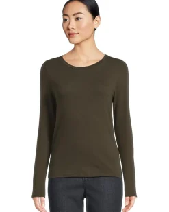 Sheer Knit Round Neck Slim Long Sleeve Tee