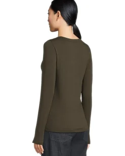 Sheer Knit Round Neck Slim Long Sleeve Tee