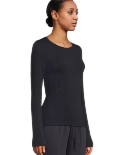 Sheer Knit Round Neck Slim Long Sleeve Tee