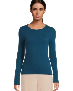Sheer Knit Round Neck Slim Long Sleeve Tee