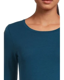 Sheer Knit Round Neck Slim Long Sleeve Tee