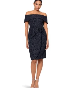 Short Brocade Off The Shoulder Flower