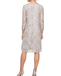 Short Embroidered Mock Dress with Illusion Sleeves