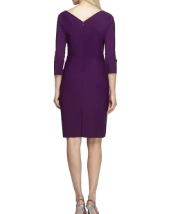 Short Scuba Sheath Dress with 3/4 Sleeves