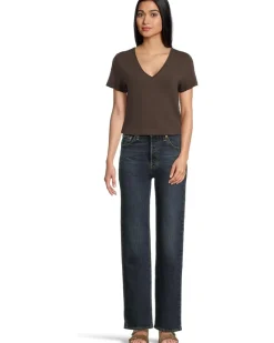 Short Sleeve Back Seam V-Neck