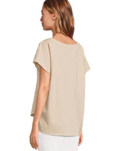Short Sleeve Dolman Curved Hi-Lo Hem Top