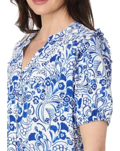 Short Sleeve Fountain Smocked Yoke Top