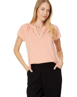 Short Sleeve Henley Swing Top