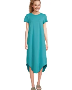 Short Sleeve Maxi Shirttail Crew Neck Dress