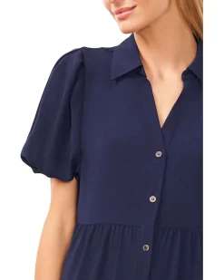 Short Sleeve Maxi Tiered Shirt Dress