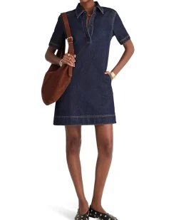Short Sleeve Popover Denim Mini Dress