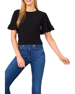 Short Sleeve Ruffle Detailed Knit Top