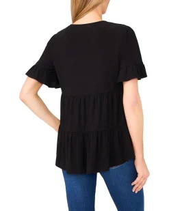 Short Sleeve Ruffle Detailed Knit Top