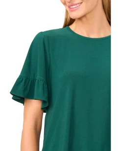 Short Sleeve Ruffle Detail High Low Top