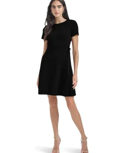 Short Sleeve Side Pleat Dress