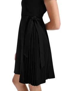 Short Sleeve Side Pleat Dress
