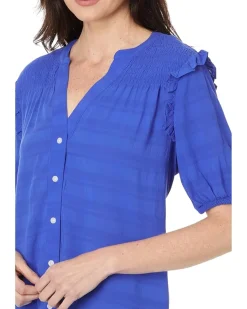 Short Sleeve Smocked Yoke Top