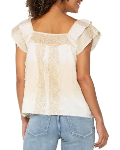 Short Sleeve Square Neck Woven Blouse