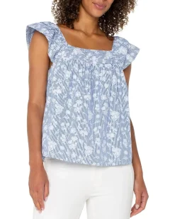 Short Sleeve Square Neck Woven Blouse