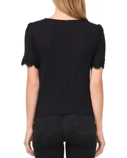 Short Sleeve Tee With Lace Sleeve Opening