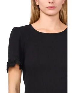 Short Sleeve Tee With Lace Sleeve Opening