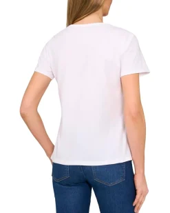 Short Sleeves Crew Neck Tee W/ Graphic Bows Print