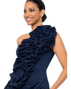 Short Techno Scuba Dress with 3-D Flower