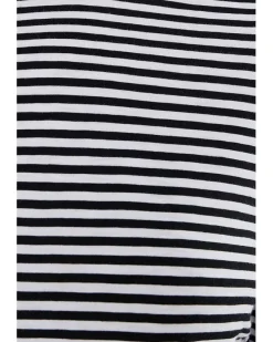 Side Ruched Slub Long Sleeve Stripe