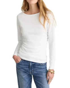 Side Ruched Slub Long Sleeve
