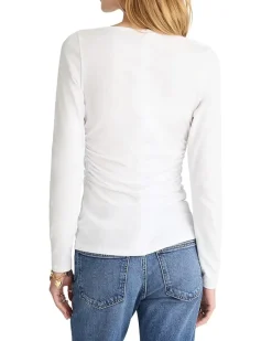 Side Ruched Slub Long Sleeve