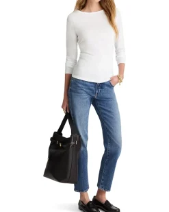 Side Ruched Slub Long Sleeve