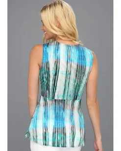 S/L Printed Crewneck Top with Flounce Hem