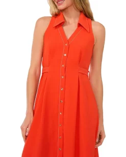 Sleeveless Belted Waist Midi Dress