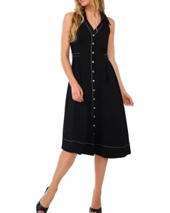 Sleeveless Belted Waist Midi Dress