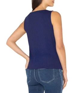 Sleeveless Boat Neck Rib Knit Top