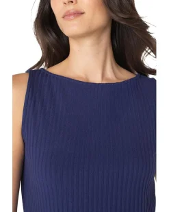 Sleeveless Boat Neck Rib Knit Top