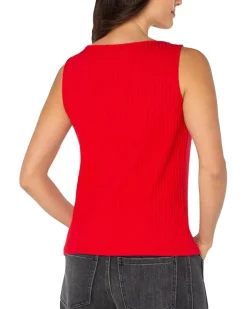 Sleeveless Boat Neck Rib Knit Top
