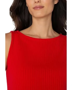 Sleeveless Boat Neck Rib Knit Top