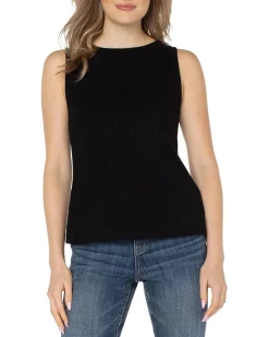 Sleeveless Boat Neck Rib Knit Top