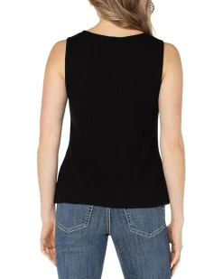 Sleeveless Boat Neck Rib Knit Top