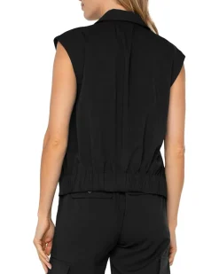 Sleeveless Cropped Shirt With Elastic at Waist