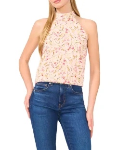 Sleeveless Halter Folded Collar Top