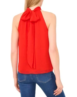 Sleeveless Halter Top With Back Bow