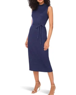 Sleeveless Mockneck with Thin Belt Dress