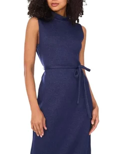 Sleeveless Mockneck with Thin Belt Dress