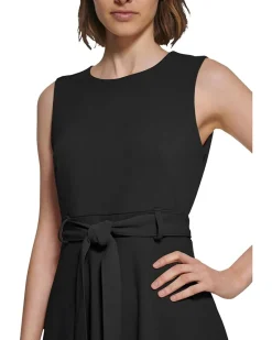 Sleeveless Scuba Crepe Self Tie Aline