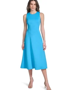 Sleeveless Scuba Fit And Flare Dress