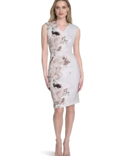 Sleeveless Scuba V-Neck Sheath