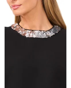 Sleeveless Sequin Paillette Trim Top