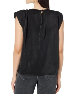 Sleeveless Shoulder Pad Satin Shell Top